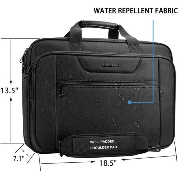 KROSER Laptop Bag XXL Laptop Briefcase18'' Laptop Water-Repellent for Men-Black - Picture 2 of 7